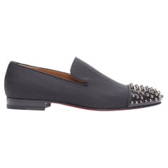 CHRISTIAN LOUBOUTIN Spooky Flat black chevron spike toe cap dress loafer EU42.5