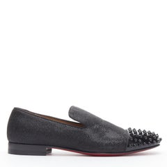 CHRISTIAN LOUBOUTIN Spooky Spike black glitter spike stud dress loafer EU42.5