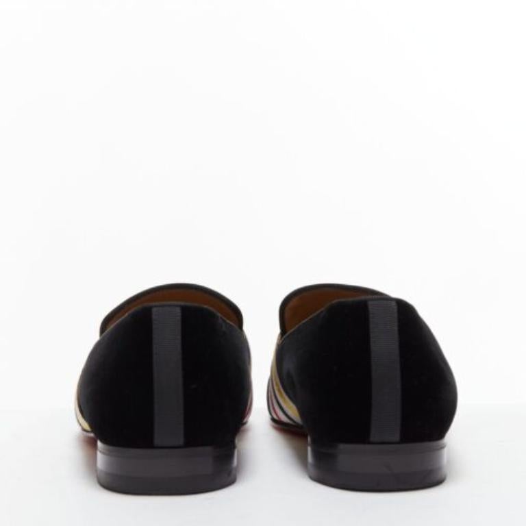 Men's CHRISTIAN LOUBOUTIN St Ordre black velvet silver star badge loafers EU43 For Sale