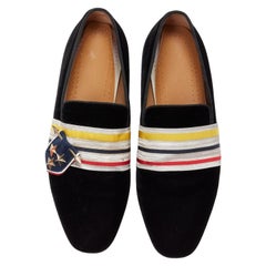 CHRISTIAN LOUBOUTIN St Ordre black velvet silver star badge loafers EU43