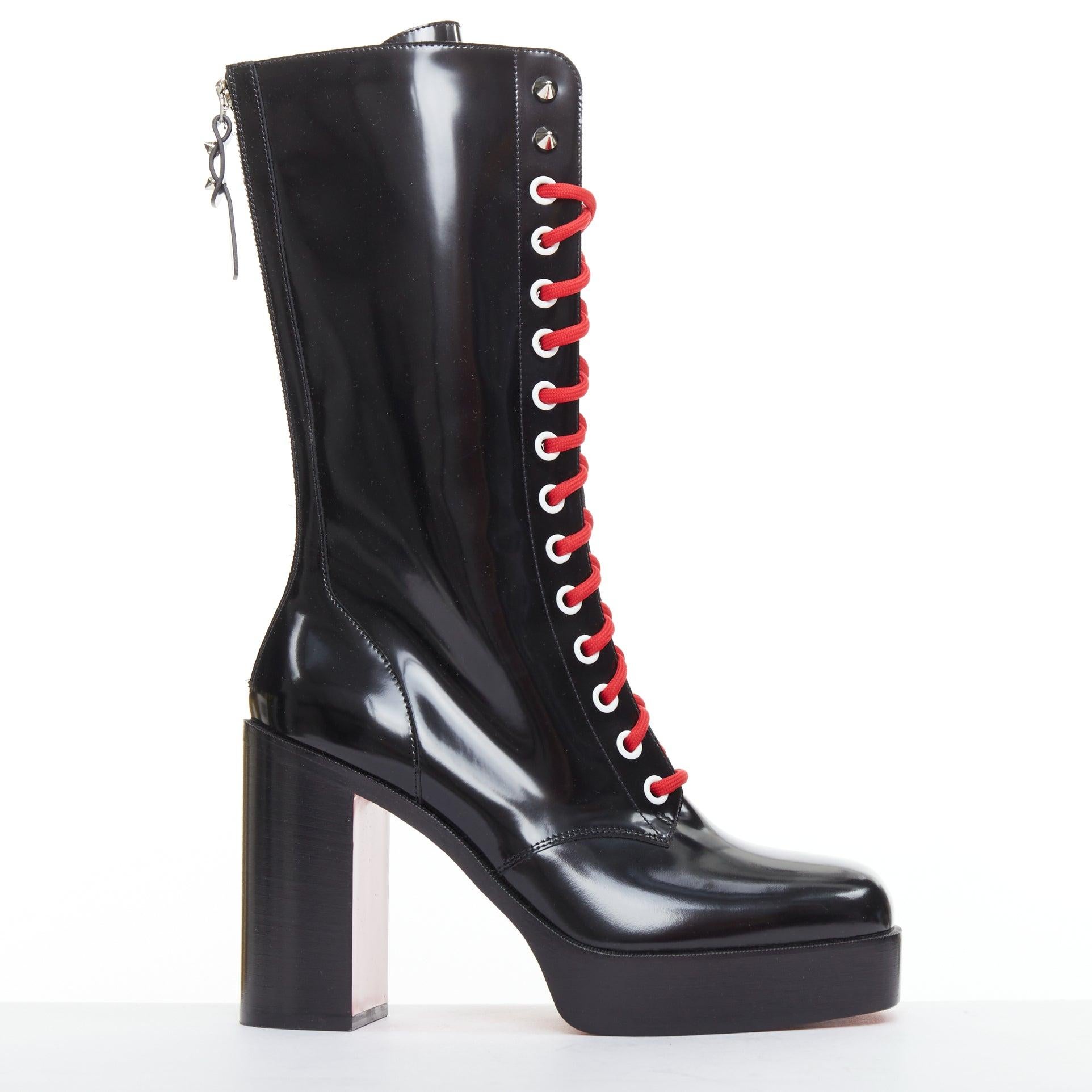 CHRISTIAN LOUBOUTIN Stage Lace 110 negro piel brillante encaje rojo punta cuadrada plataforma botín EU42
Referencia: TGAS/F00145
Marca: Christian Louboutin
Model No: Encaje escénico 130
Colección: SS2022
Material: Piel
Color: Negro, Rojo
Patrón: