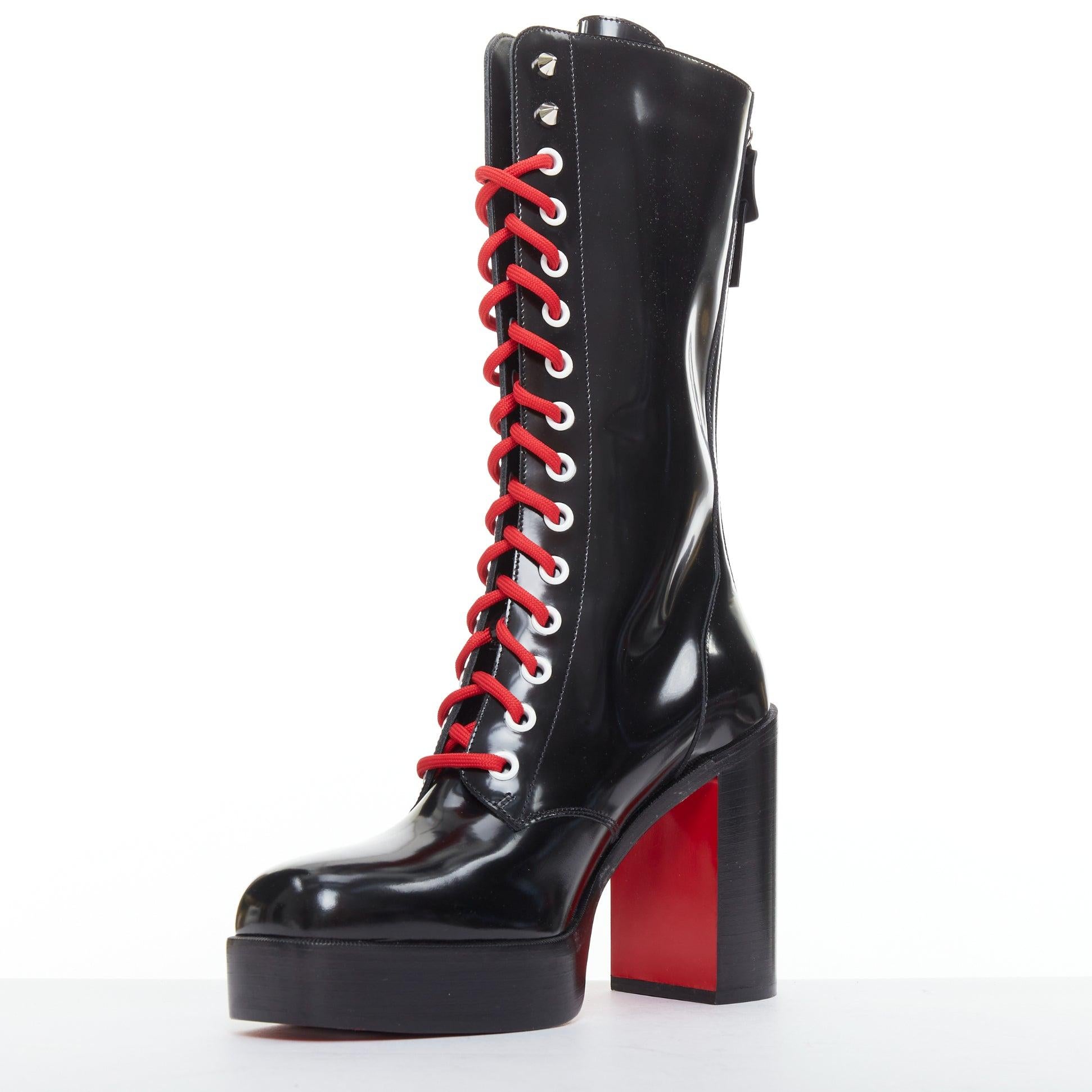 CHRISTIAN LOUBOUTIN Botín de plataforma con puntera cuadrada de encaje de piel Stage Lace 110 EU42 en Nuevo estado para la venta en Hong Kong, NT