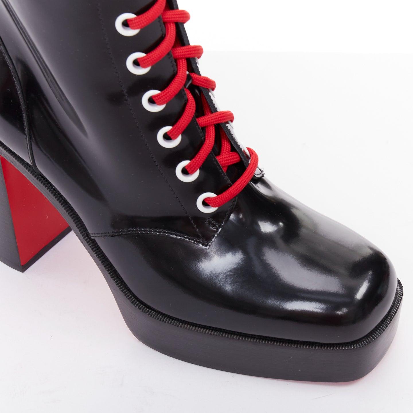 CHRISTIAN LOUBOUTIN Botín de plataforma con puntera cuadrada de encaje de piel Stage Lace 110 EU42 en venta 2
