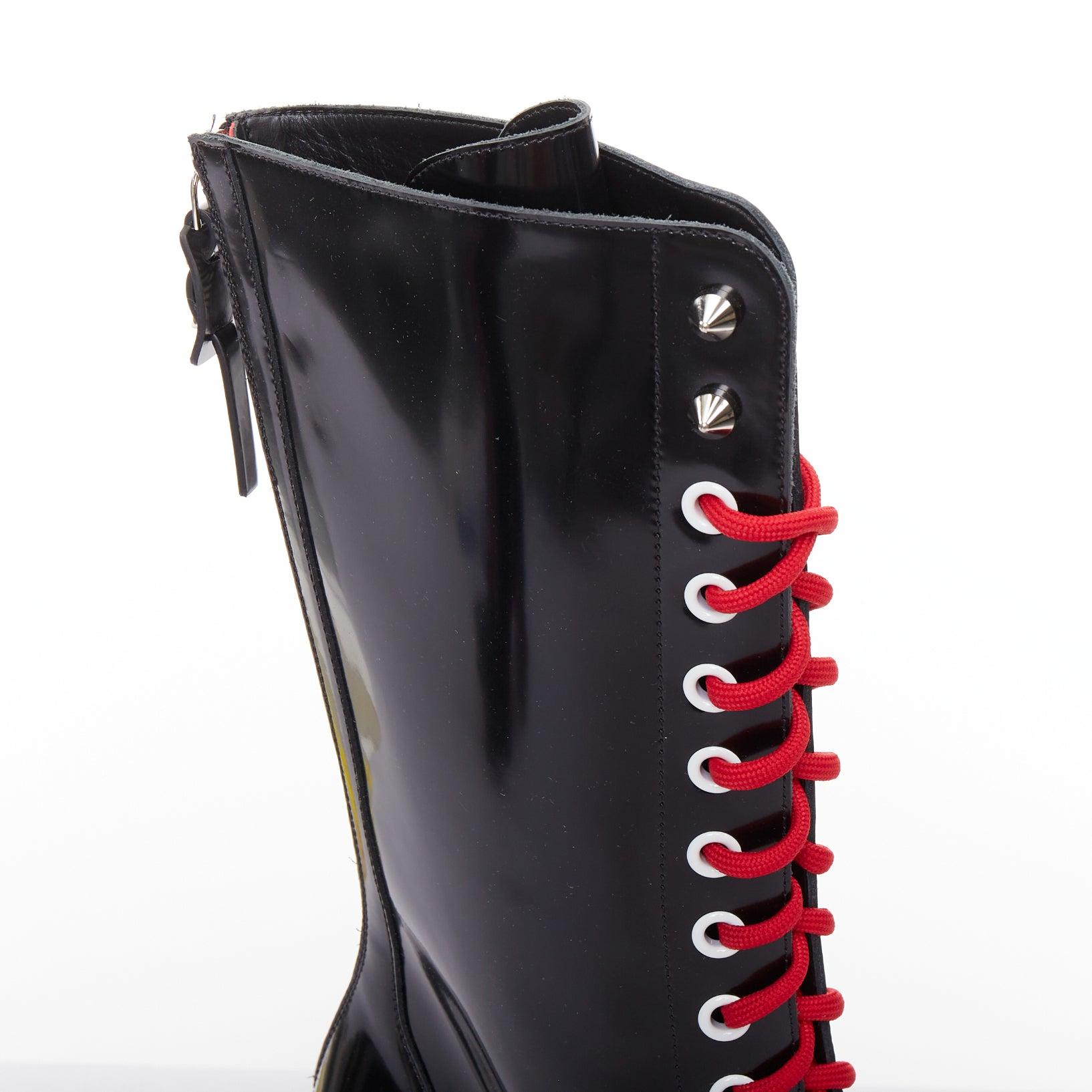 CHRISTIAN LOUBOUTIN Botín de plataforma con puntera cuadrada de encaje de piel Stage Lace 110 EU42 en venta 3