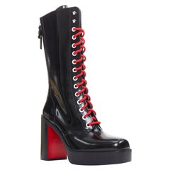 CHRISTIAN LOUBOUTIN Botín de plataforma con puntera cuadrada de encaje de piel Stage Lace 110 EU42