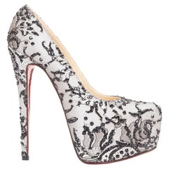 CHRISTIAN LOUBOUTIN Stardust 160 Satin Lace embellished platform pumps EU37.5
