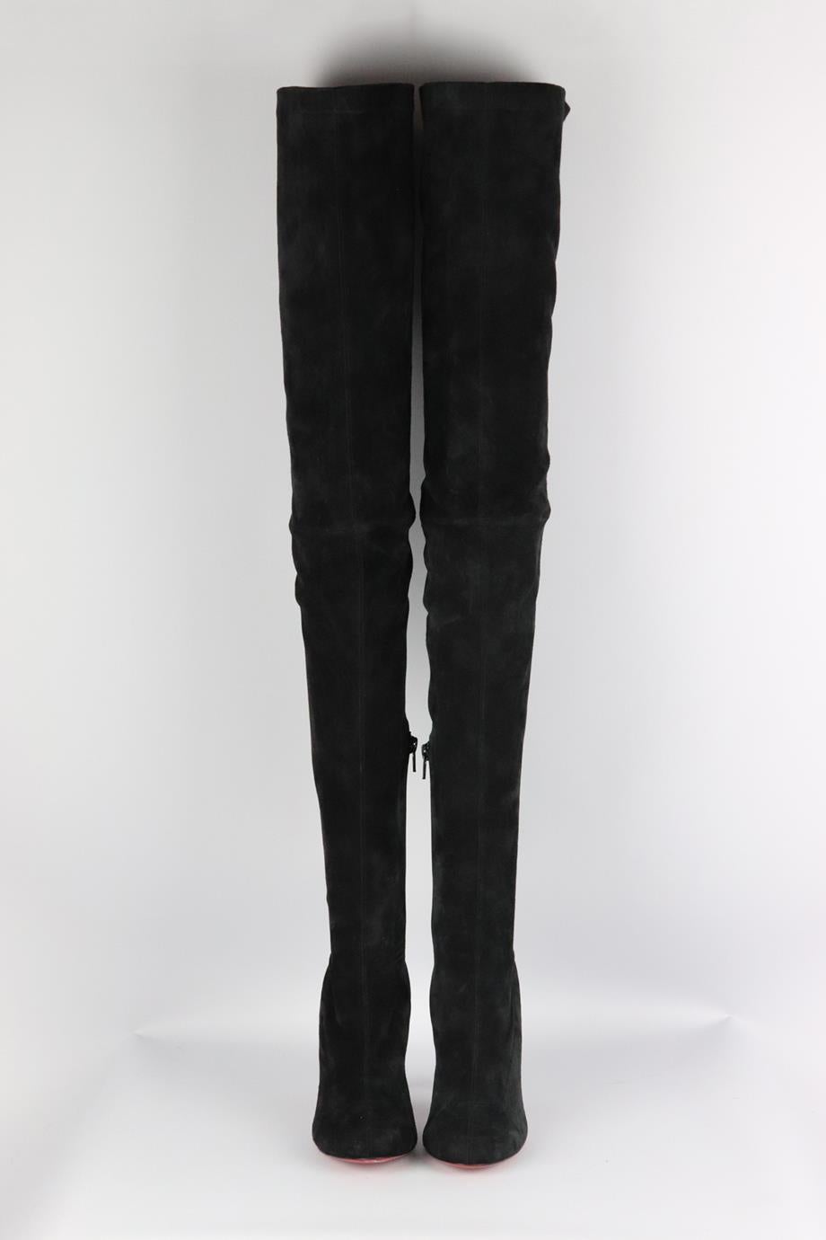 Black Christian Louboutin Stretch Suede Over The Knee Boots Eu 38.5 Uk 5.5 Us 9.5