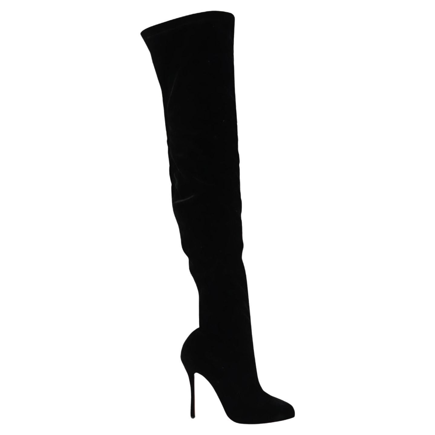 Christian Louboutin Stretch Velvet Over The Knee Boots Eu 38.5 Uk 5.5 Us 9.5