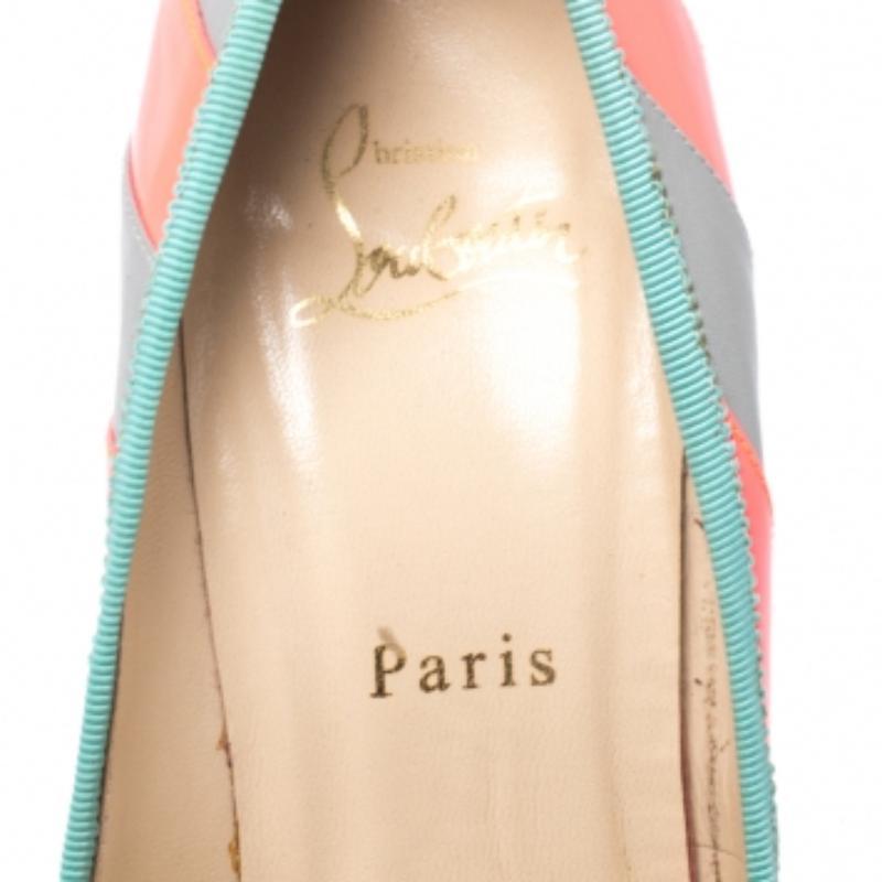 Christian Louboutin Striped Leather Foraine Glitter Platform Pumps Size 37.5 Pour femmes en vente