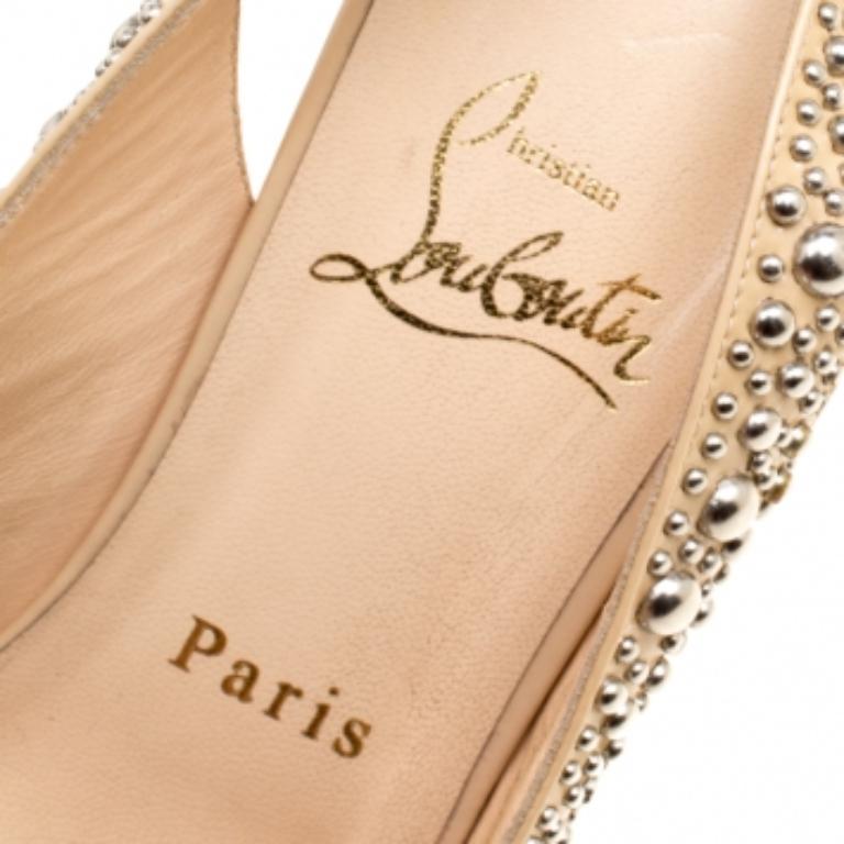 Donna Christian Louboutin Sandali con borchie in vernice Star Prive Toe Taglia 39