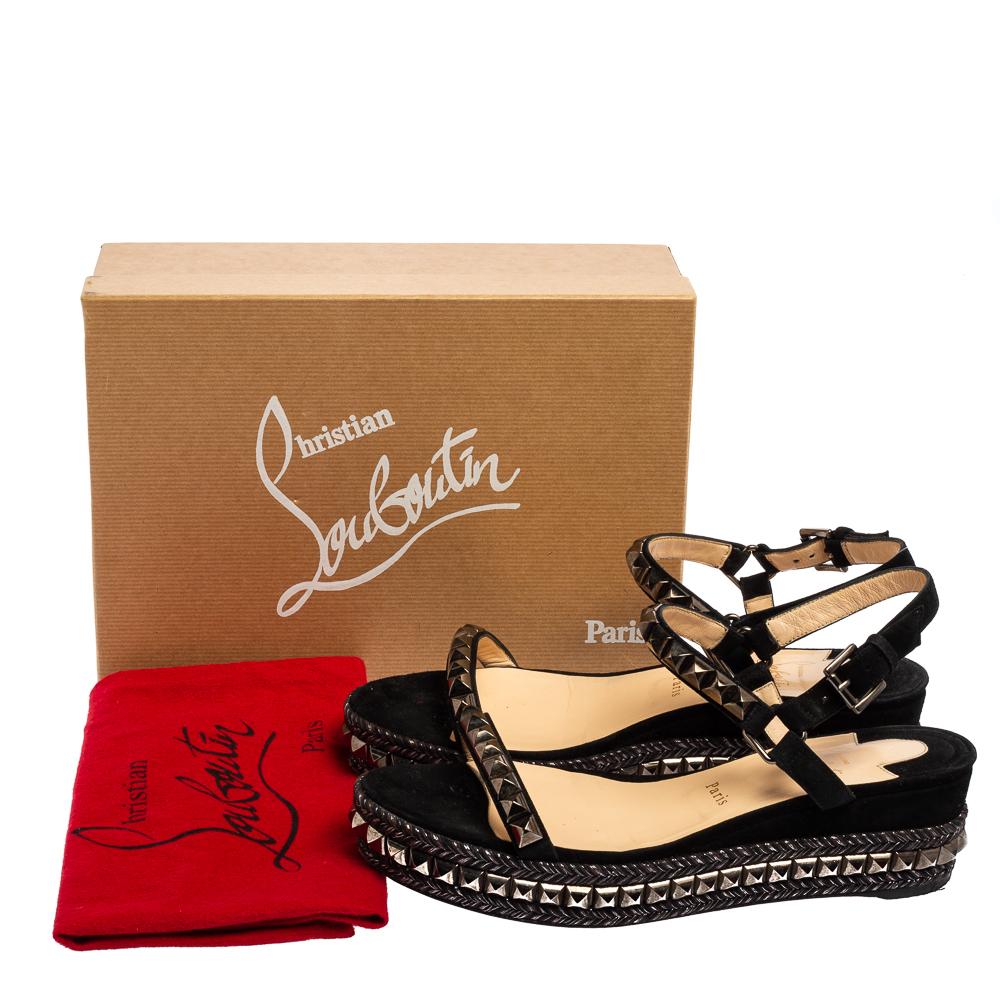 Christian Louboutin Studded Suede Cataclou Espadrille Wedge Sandals Size 41 1