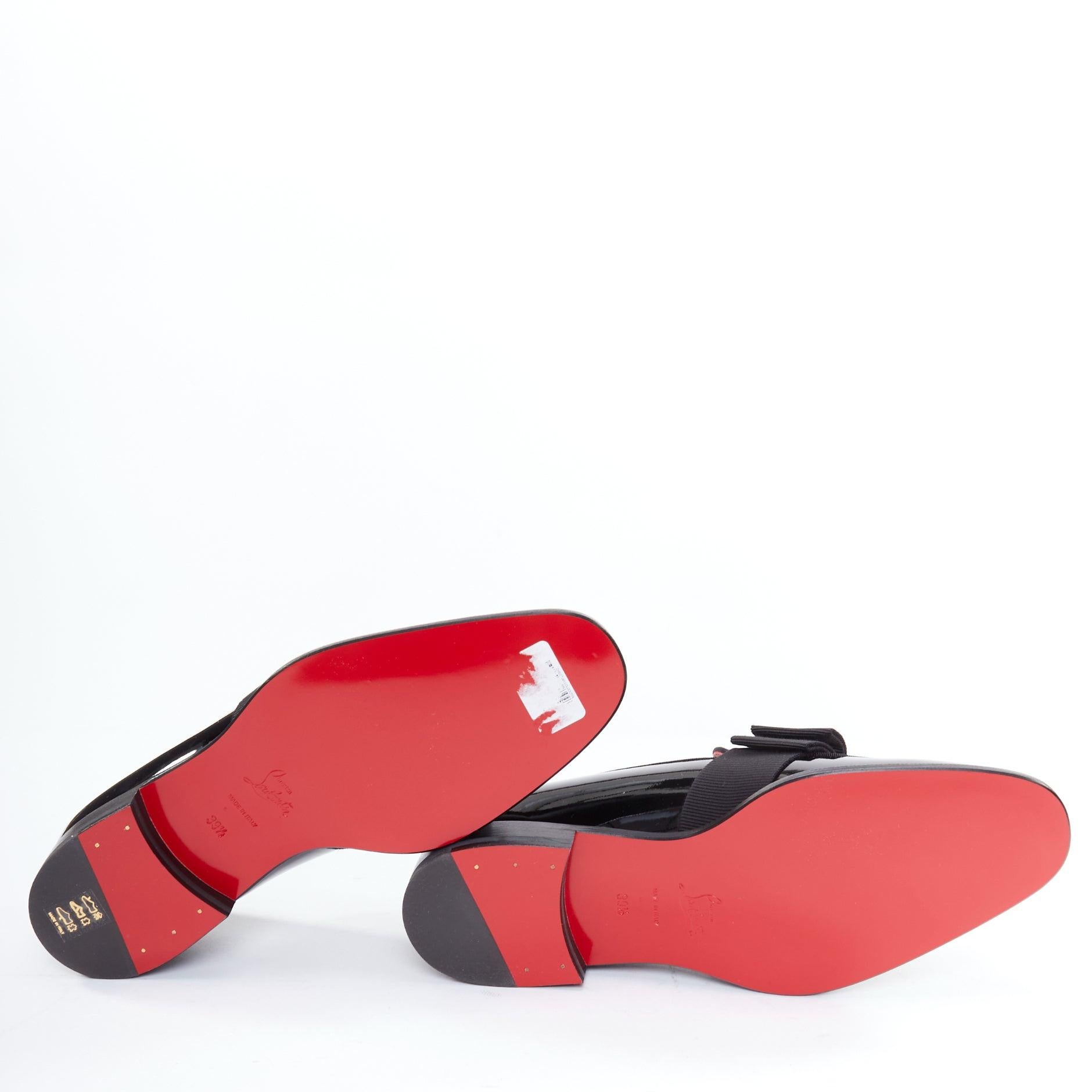 CHRISTIAN LOUBOUTIN Styleeto patent black bow tie dress loafer EU39.5 For Sale 6