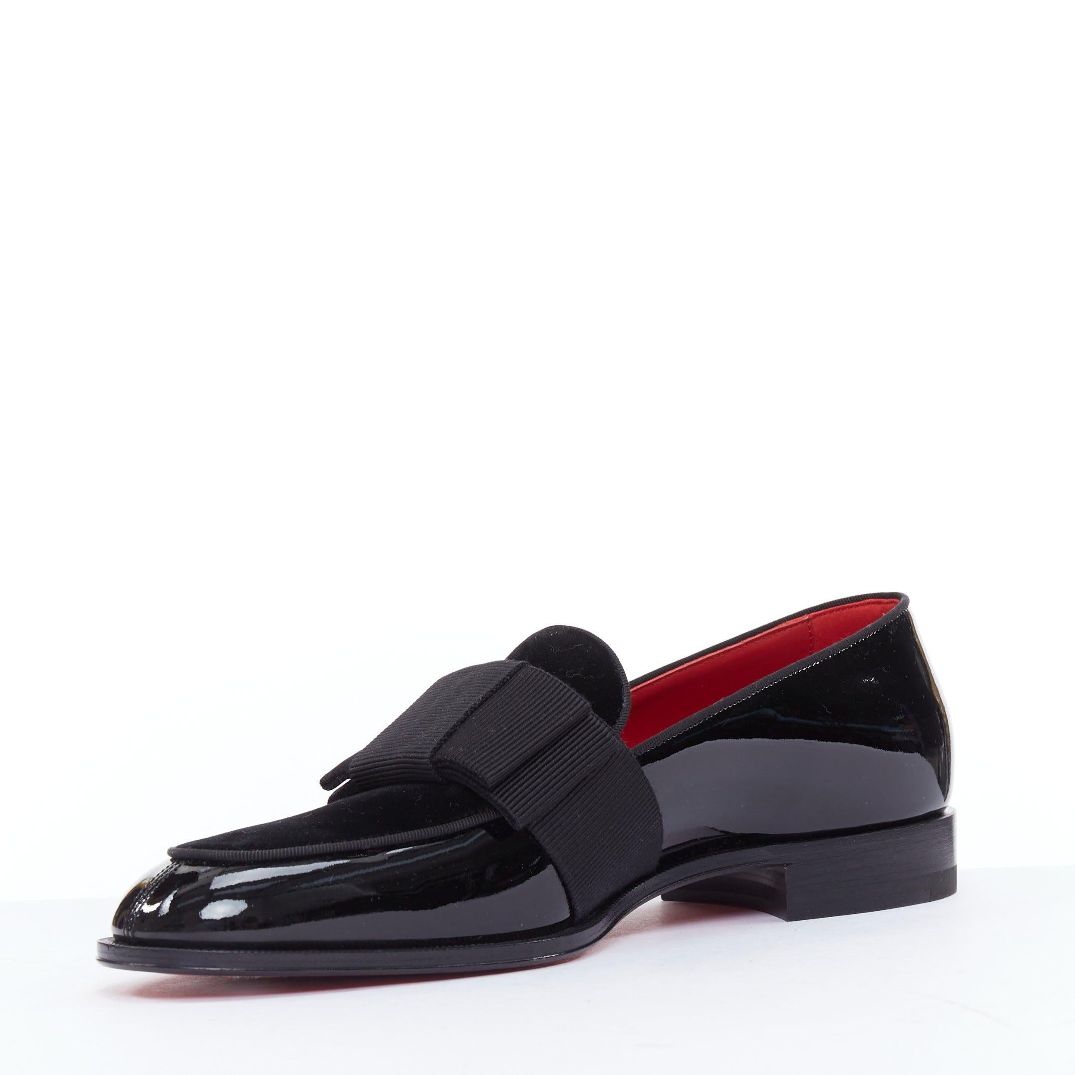 CHRISTIAN LOUBOUTIN Styleeto patent black bow tie dress loafer EU39.5 In Excellent Condition For Sale In Hong Kong, NT