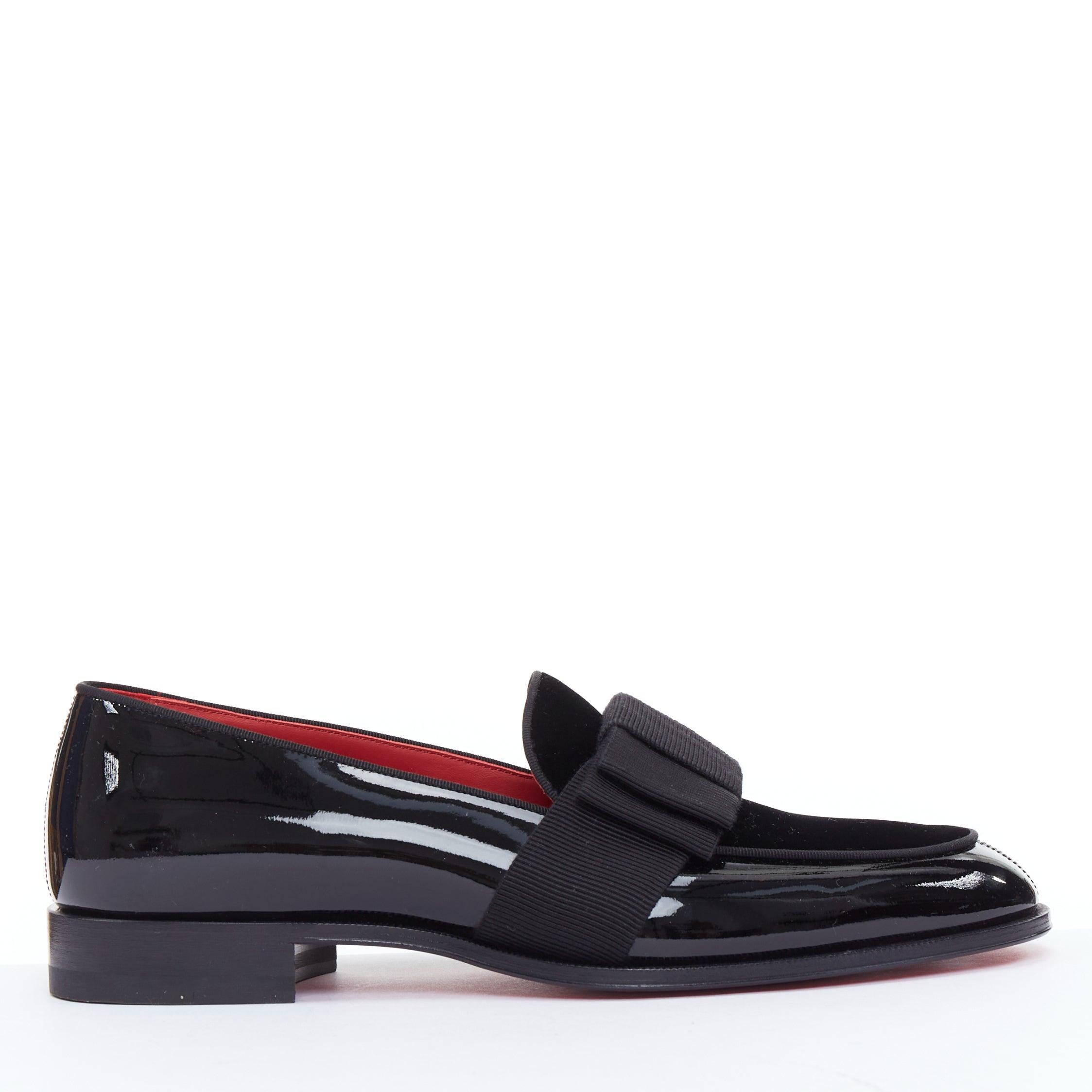CHRISTIAN LOUBOUTIN Mocasín de vestir Styleeto de charol negro con pajarita EU39.5 en Nuevo estado para la venta en Hong Kong, NT