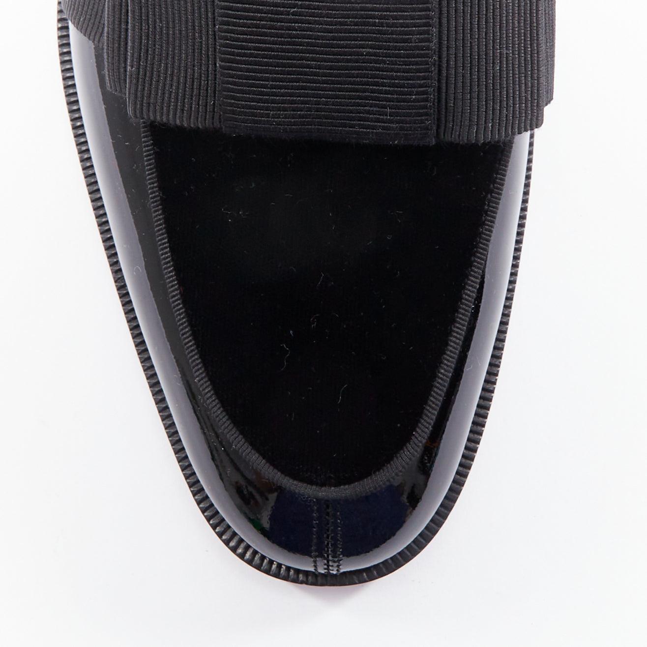 CHRISTIAN LOUBOUTIN Styleeto patent black bow tie dress loafer EU39.5 For Sale 1