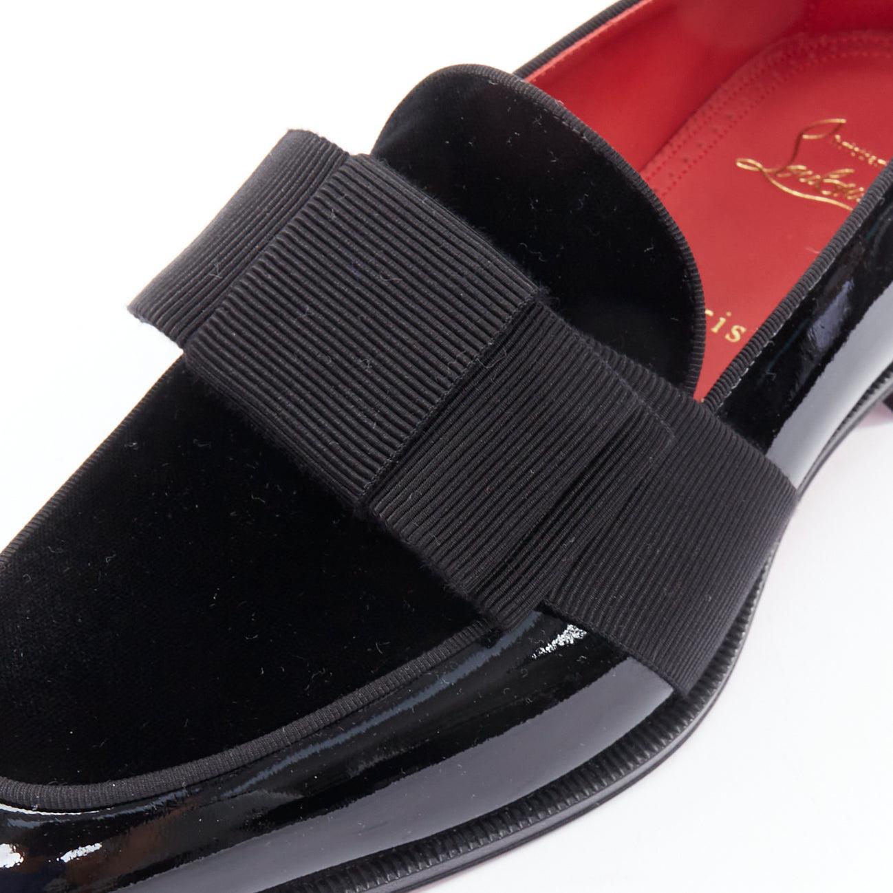 CHRISTIAN LOUBOUTIN Styleeto patent black bow tie dress loafer EU39.5 For Sale 2