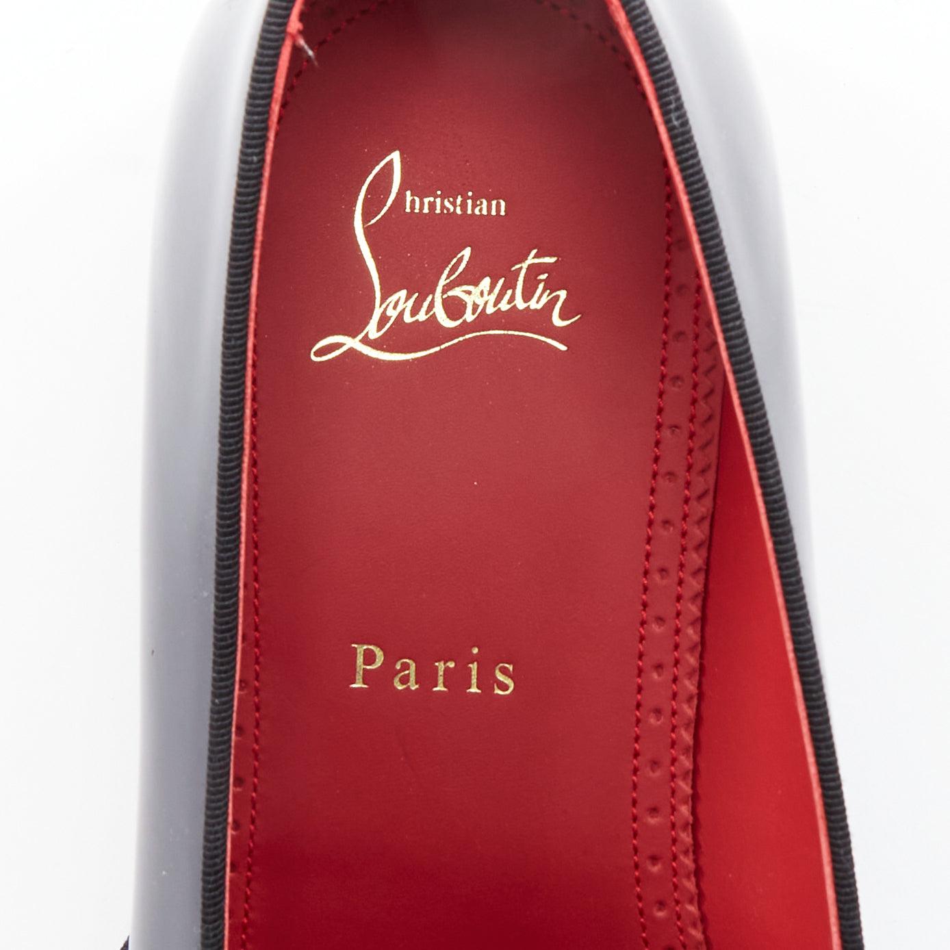 CHRISTIAN LOUBOUTIN Mocasín de vestir Styleeto de charol negro con pajarita EU39.5 en venta 2