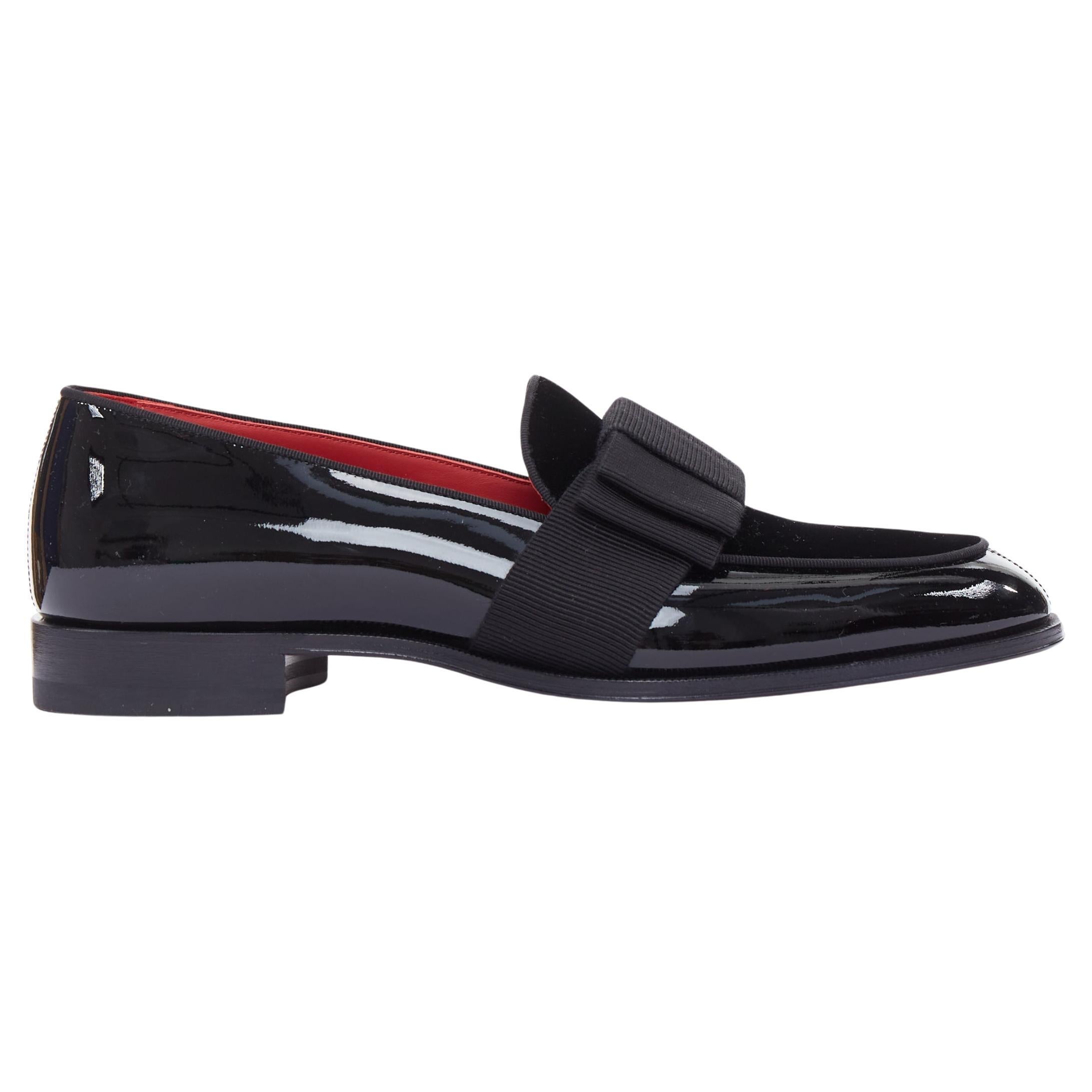 CHRISTIAN LOUBOUTIN Styleeto patent black bow tie dress loafer EU39.5 For Sale