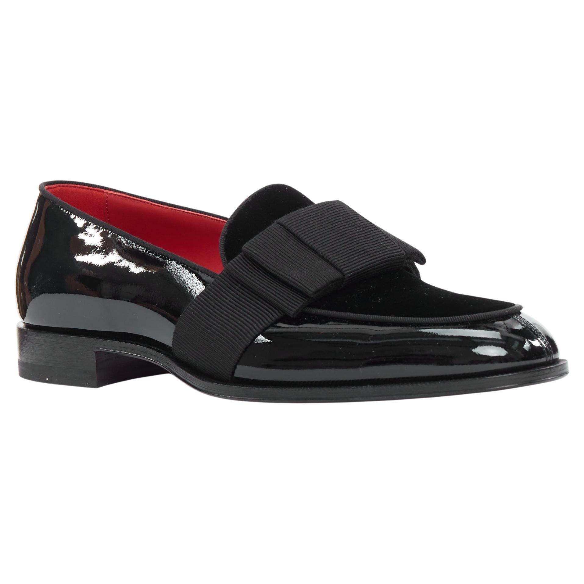 CHRISTIAN LOUBOUTIN Styleeto patent black bow tie dress loafer EU39.5