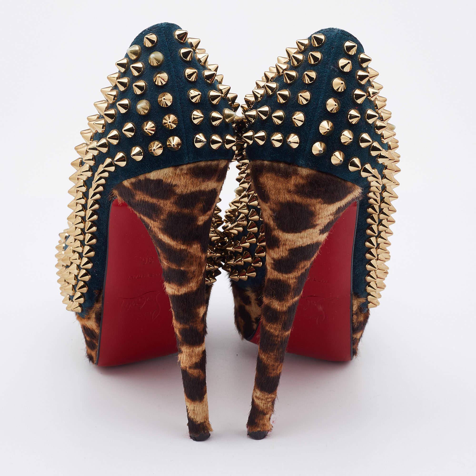 Christian Louboutin - Escarpins en daim et cuir de veau à bouts ouverts, pour femme, taille 36 Bon état à Dubai, Al Qouz 2
