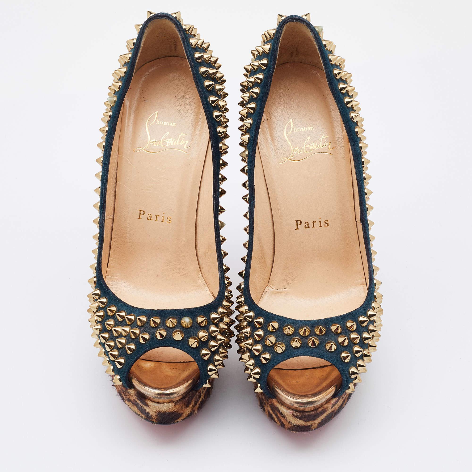  Christian Louboutin - Escarpins en daim et cuir de veau à bouts ouverts, pour femme, taille 36 Pour femmes 