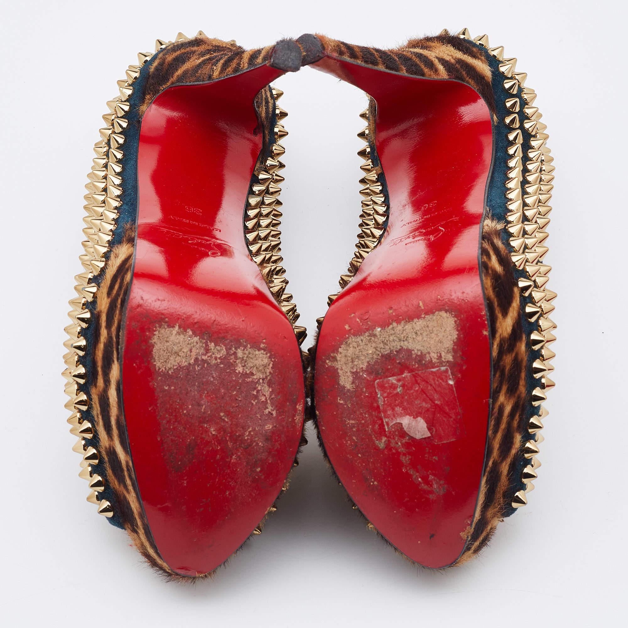 Christian Louboutin - Escarpins en daim et cuir de veau à bouts ouverts, pour femme, taille 36 2