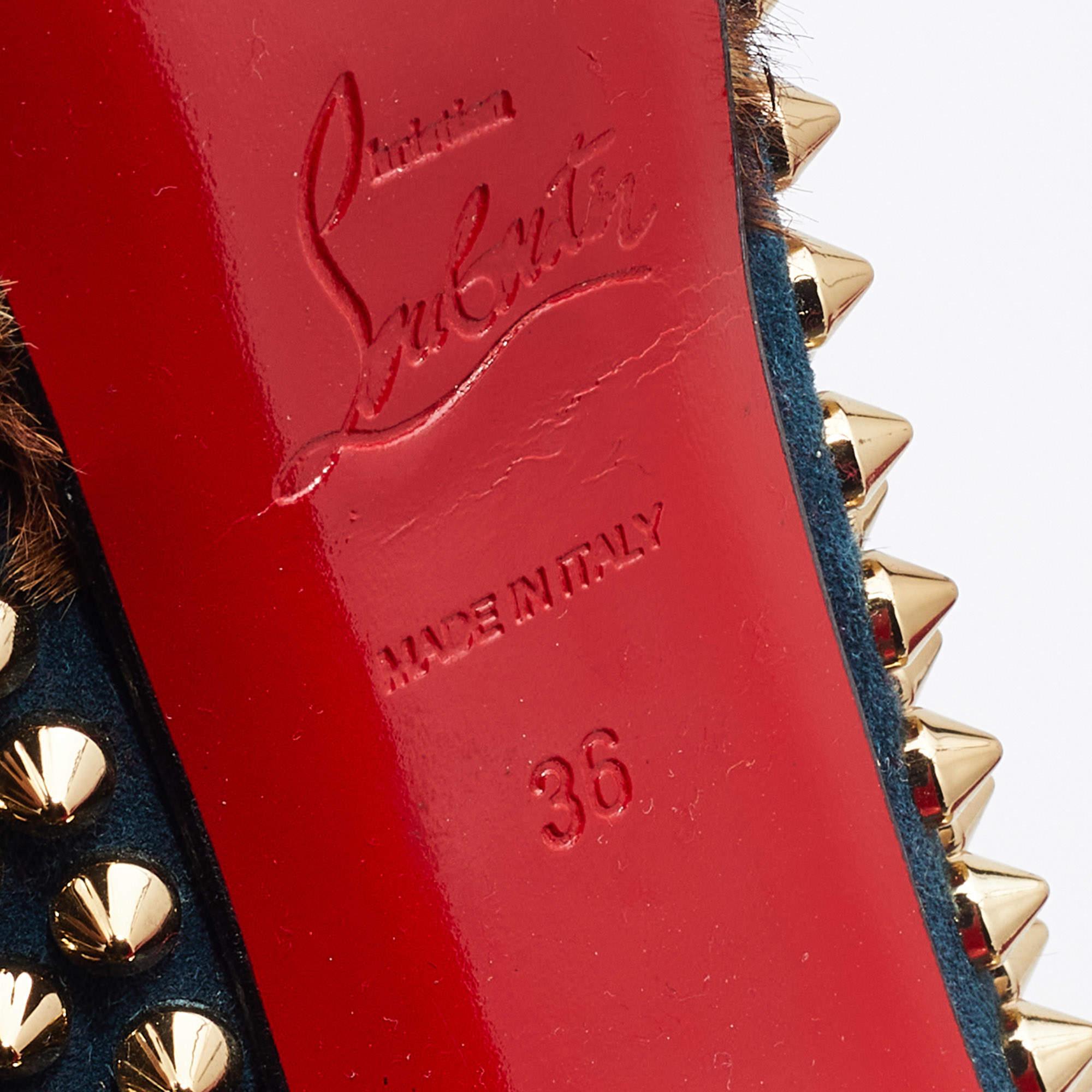 Christian Louboutin - Escarpins en daim et cuir de veau à bouts ouverts, pour femme, taille 36 3