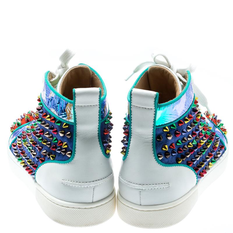 Black Christian Louboutin Suede And Leather Louis Spikes High-Top Sneakers Size 40