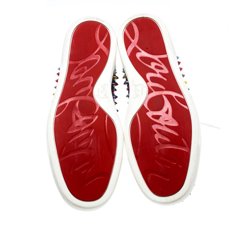 Christian Louboutin Suede And Leather Louis Spikes High-Top Sneakers Size 40 In Good Condition In Dubai, Al Qouz 2