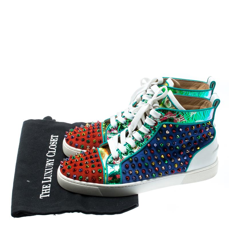 Christian Louboutin Suede And Leather Louis Spikes High-Top Sneakers Size 40 3