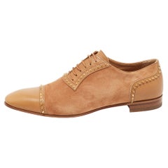 Christian Louboutin Suede and Leather Spike Trim Lace Up Oxfords Size 42.5