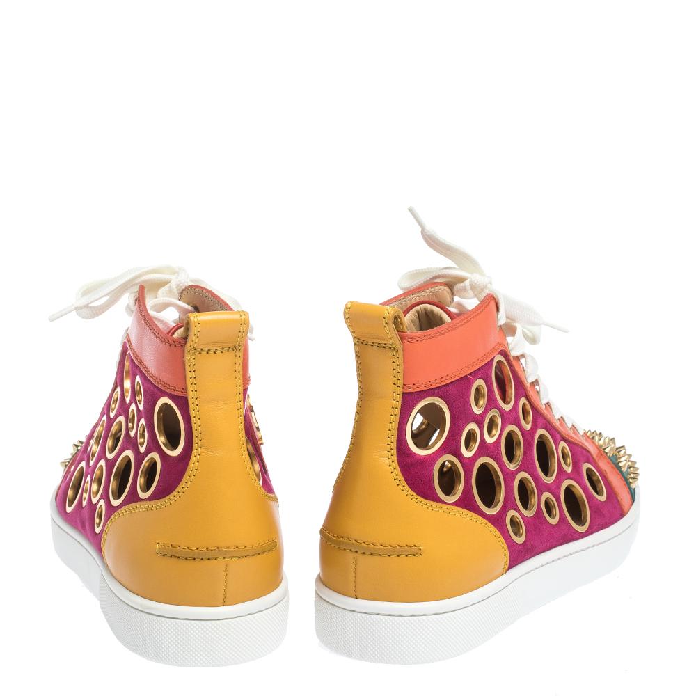 Christian Louboutin Suede and Leather Spikes High-Top Sneakers Size 40 2
