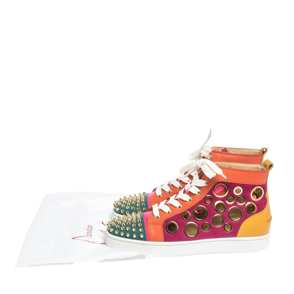 Christian Louboutin Suede and Leather Spikes High-Top Sneakers Size 40 3