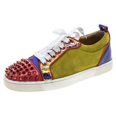 Christian Louboutin Suede and Patent Leather Louis Junior Spikes Sneakers Size36