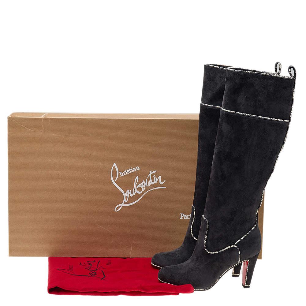 Christian Louboutin Suede And Snakeskin Trim Knee Length Boots Size 36 3