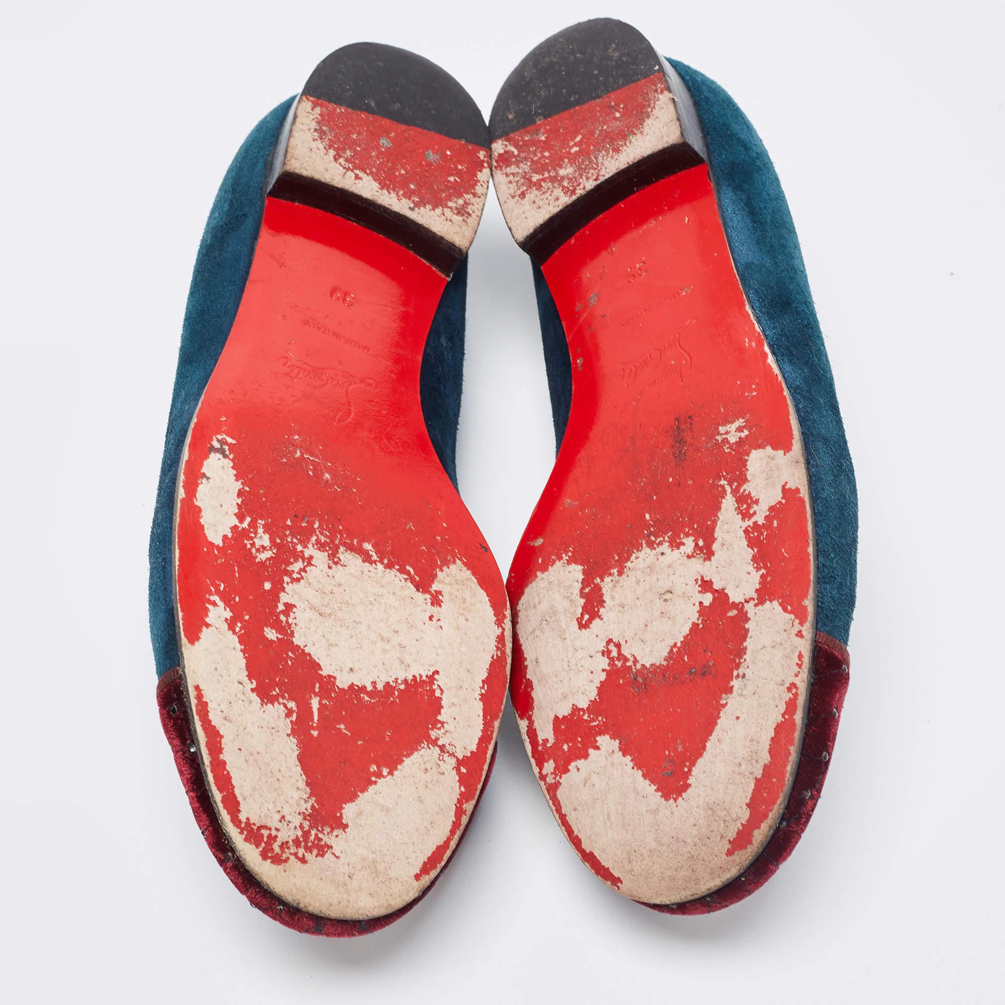 Christian Louboutin  Suede And Velvet I Love My Loubies Smoking Slippers Size 39 For Sale 1