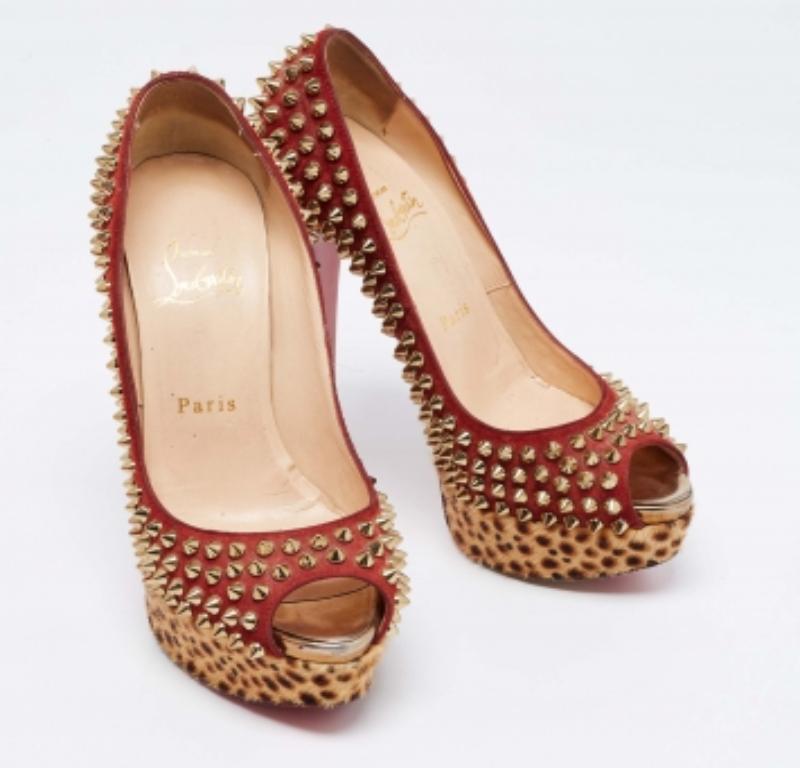 Christian Louboutin Pelo de becerro de ante Lady Peep Picos Plataforma Bombas Tamaño 36.5 en venta 2