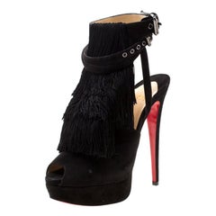 Christian Louboutin Suede Change Of The Guard Cross Strap Ankle Sandals 37.5