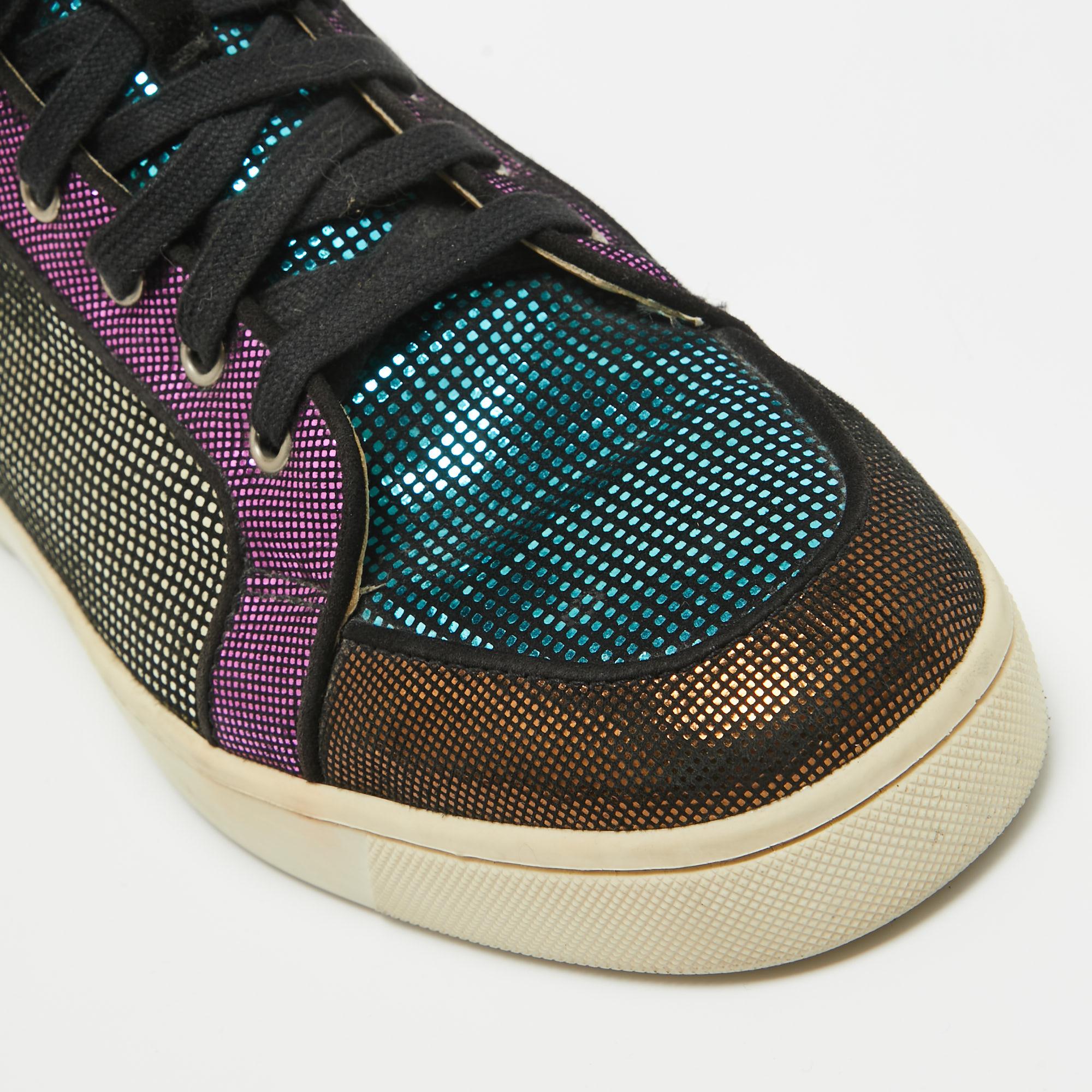 Christian Louboutin  Suede Colorblock Pattern High Top Sneakers Size 42 3