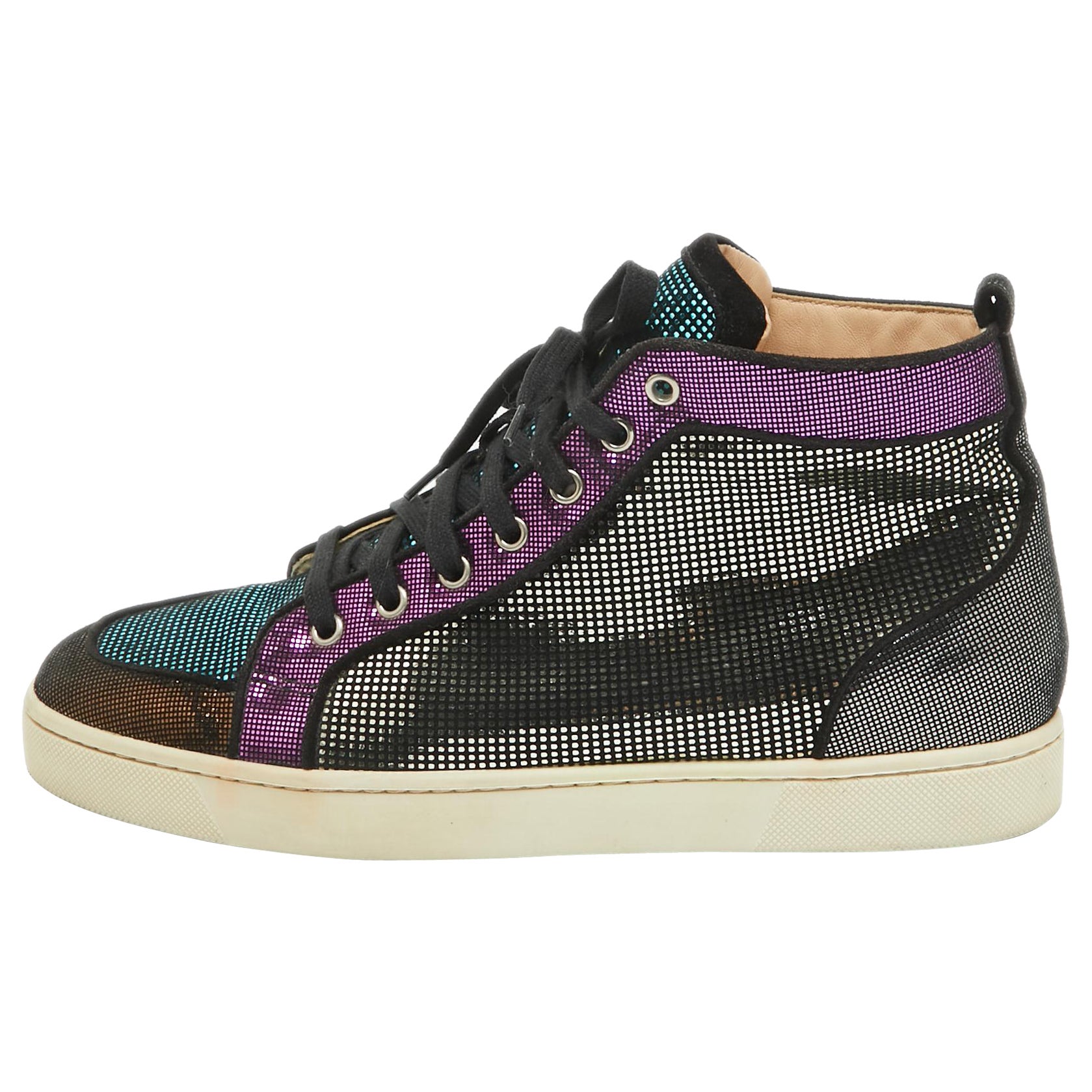 Christian Louboutin  Suede Colorblock Pattern High Top Sneakers Size 42