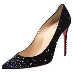 Christian Louboutin Suede Crystal Star Gravitanita Pointed Toe Pumps Size 37.5