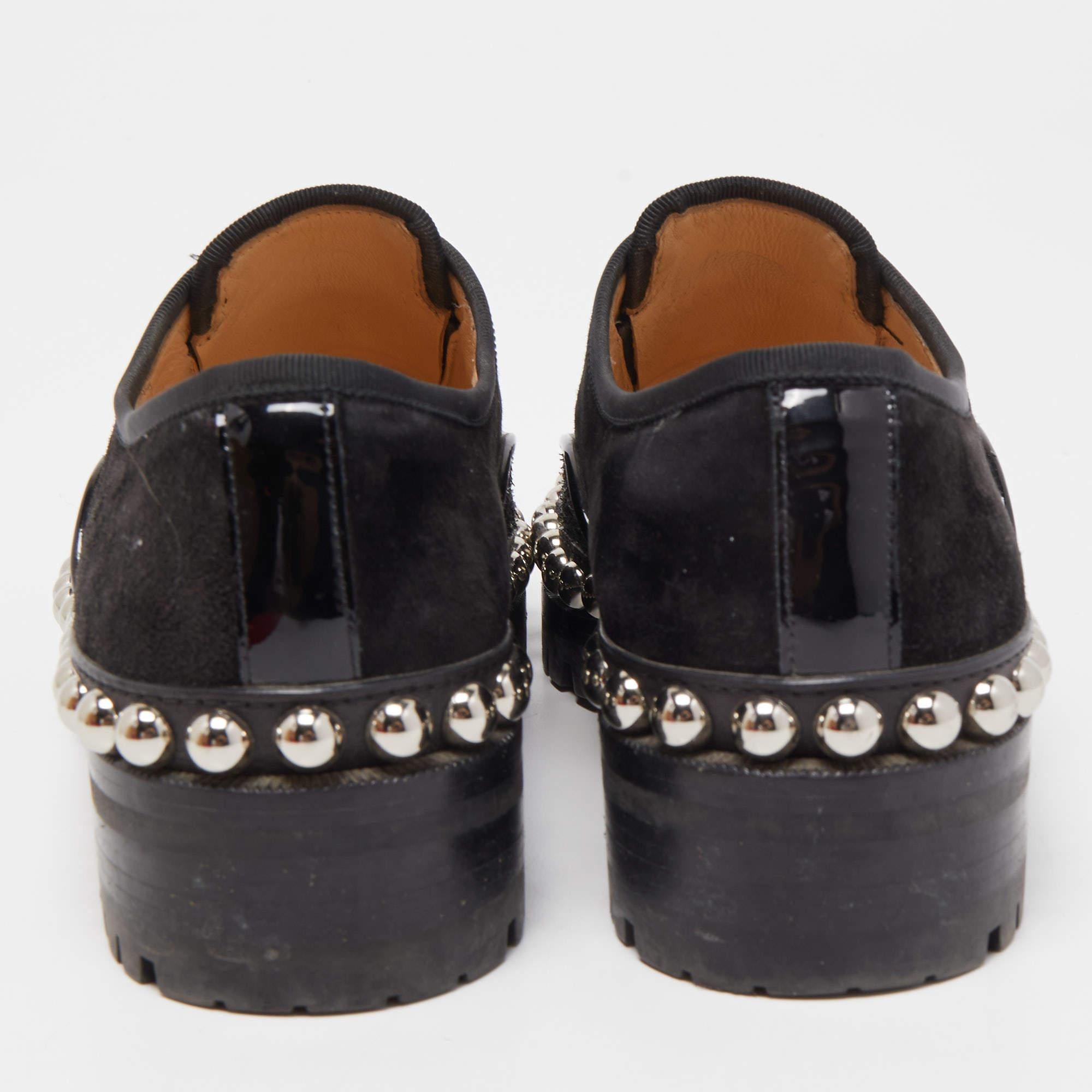  Christian Louboutin Suede Glitter & Patent Leather Alphacroc Oxfords Size 35.5 Pour femmes 
