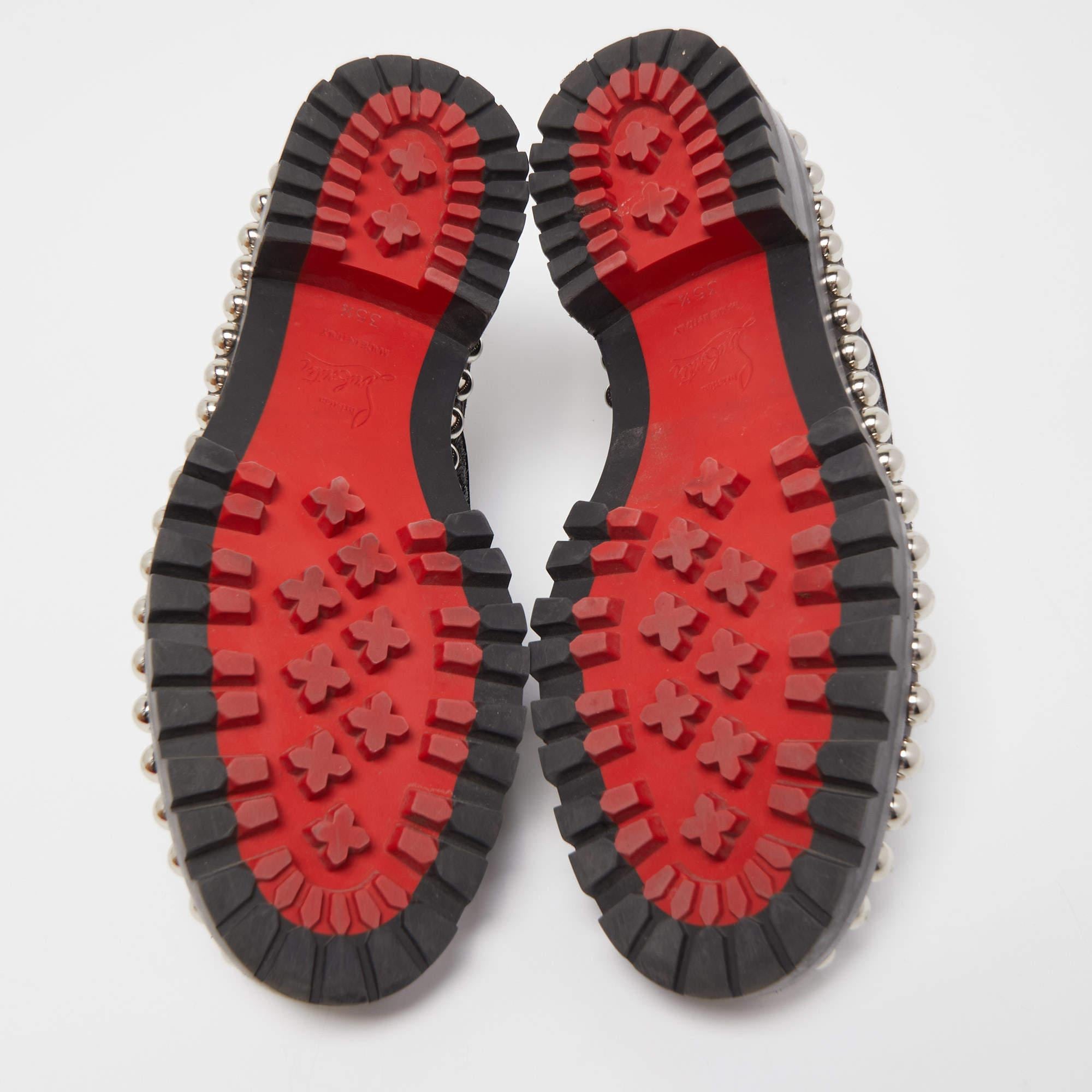 Christian Louboutin Suede Glitter & Patent Leather Alphacroc Oxfords Size 35.5 1