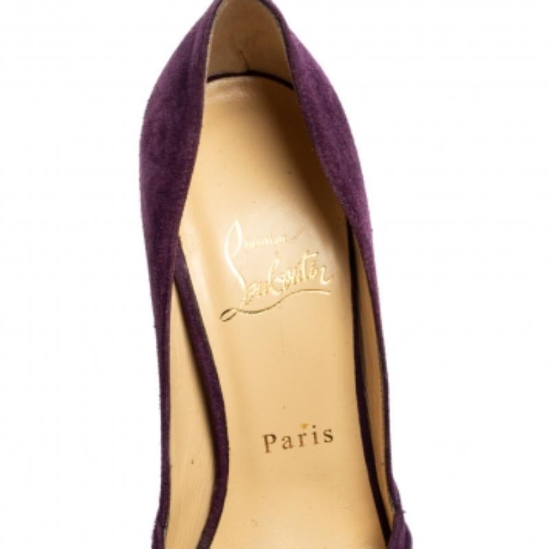 Christian Louboutin - Pumps in pelle scamosciata con nodo Greissimo e piattaforma Peep-Toe - misura 37 in vendita 2