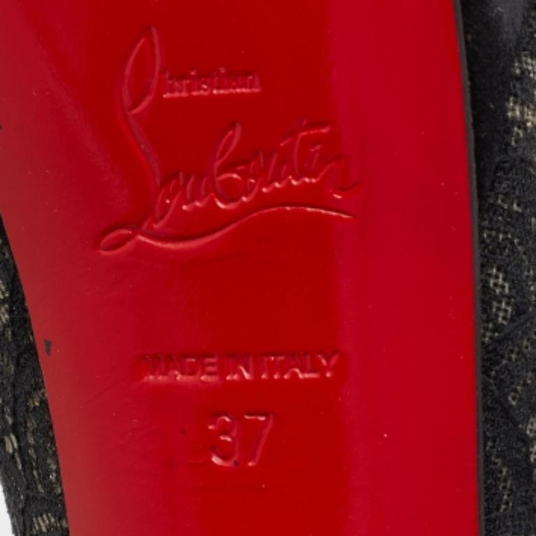 Christian Louboutin Suede, Lace & Mesh Bow Open Toe Ankle Booties Size 37 For Sale 4