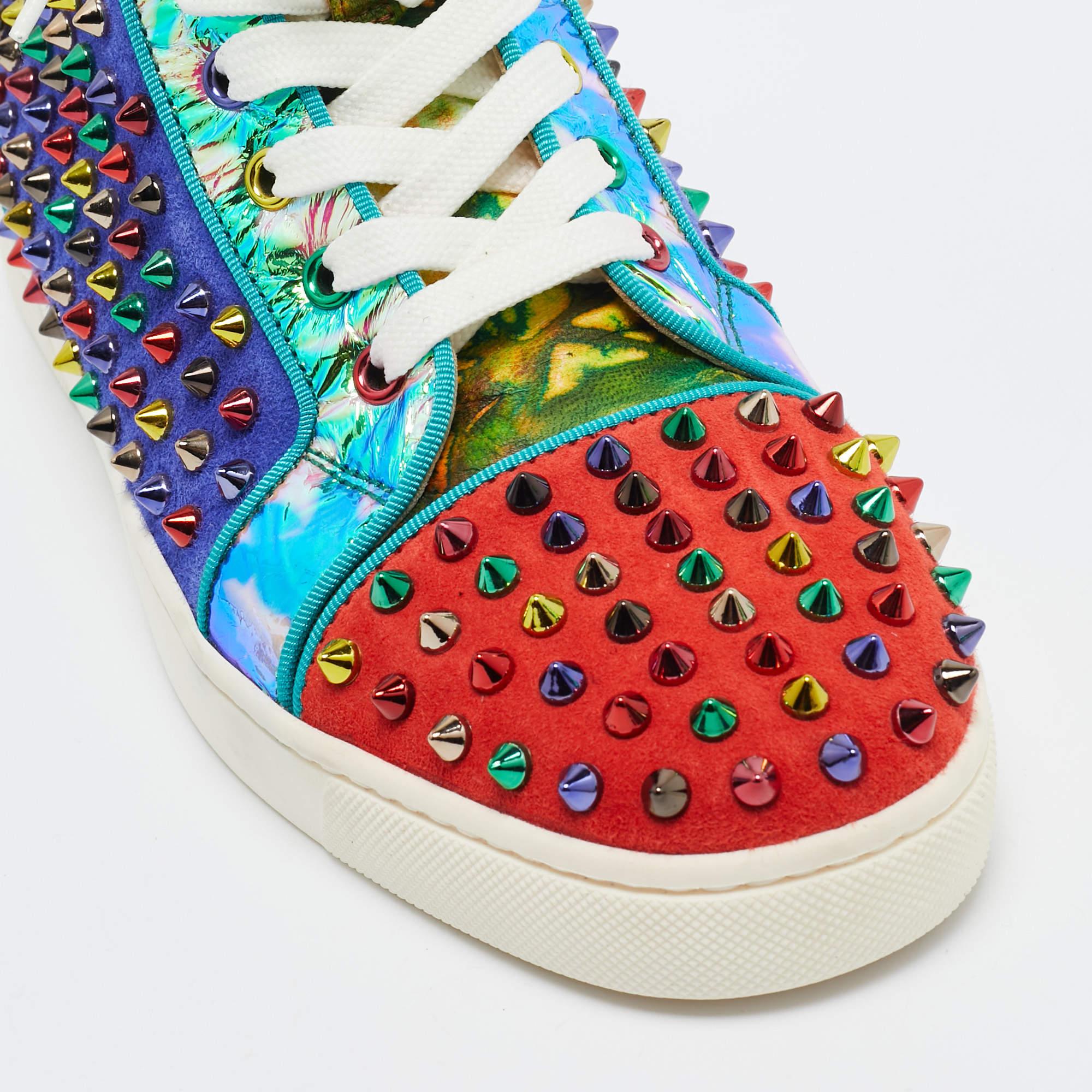 Christian Louboutin Suede Leather Louis Spikes High Top Sneakers Size 41 2