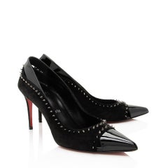 Christian Louboutin Suede Patent Leather Duvette Spikes Pumps
