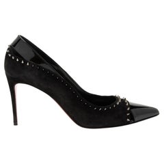 Christian Louboutin Suede Patent Leather Duvette Spikes Pumps