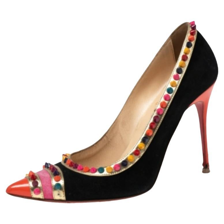 Christian Louboutin Suede & Patent Leather Malabar Hill Pumps Size 39.5 en vente