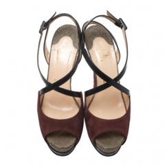 Christian Louboutin Wildleder Python Leder Plateau Riemchensandalen Größe 38